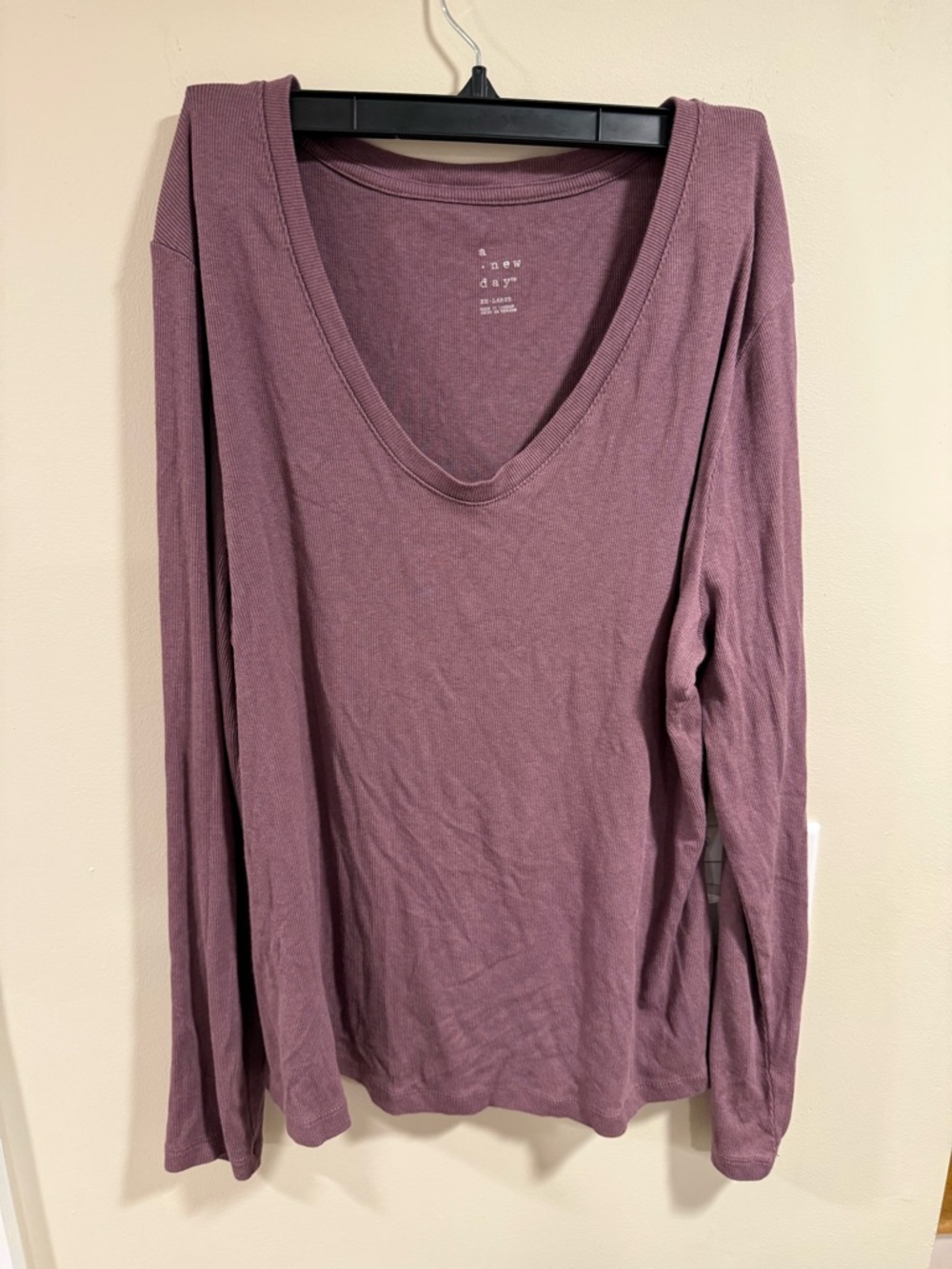 a new day Dusty Mauve V-Neck Long Sleeve Top